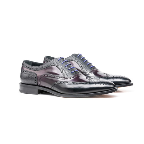 Fred Wingtip Oxford // Black + Violet (Euro: 40)