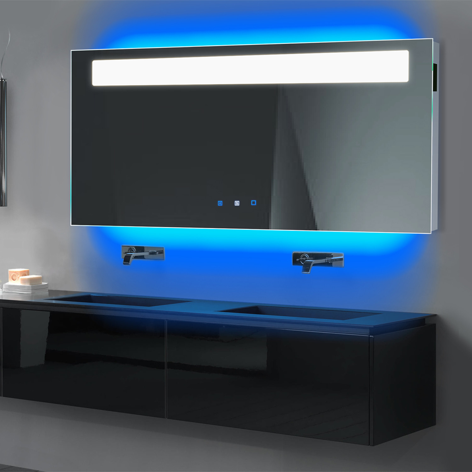 Icon LED Mirror // Dimmer + Bluetooth + Chromo Therapy + Defogger // 60