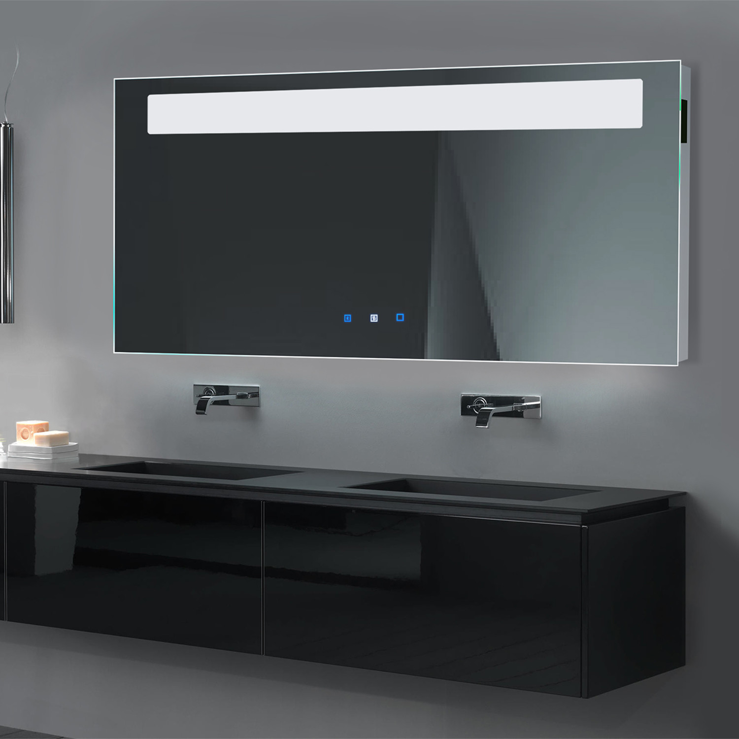 Icon LED Mirror // Dimmer + Bluetooth + Chromo Therapy + Defogger // 60