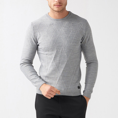 Diamond Wool Blend Sweater // Light Gray (S)