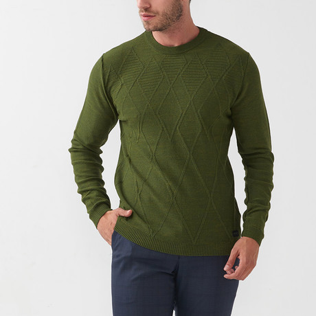 Diamond Wool Blend Sweater// Olive Green (S)