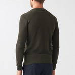 Diamond Pattern Wool Blend Sweater // Khaki-Olive Green (S)