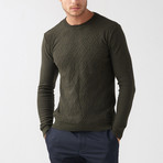 Diamond Pattern Wool Blend Sweater // Khaki-Olive Green (2XL)