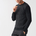 Lined-Dot Wool Blend Sweater // Black (XL)