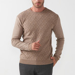 Diamond Pattern Wool Blend Sweater // Beige (M)