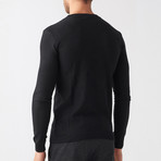 Diamond Pattern Wool Blend Sweater // Black (L)