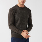 Lined-Dot Wool Blend Sweater // Brown (XL)