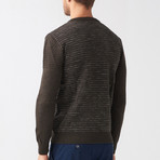 Lined-Dot Wool Blend Sweater // Brown (M)