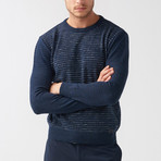 Lined-Dot Wool Blend Sweater // Dark Blue (XL)