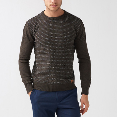 Lined-Dot Wool Blend Sweater // Brown (S)