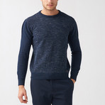 Lined-Dot Wool Blend Sweater // Dark Blue (S)