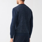 Lined-Dot Wool Blend Sweater // Dark Blue (L)