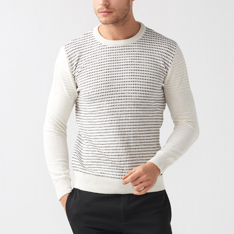 Lined-Dot Wool Blend Sweater // Ecru (S)