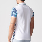 Striped Floral Polo // Dark Blue-Turquoise (L)