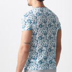 Floral T-Shirt // White + Turquoise (M)