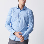 Micro-Pattern Button-Up Shirt // Blue (M)