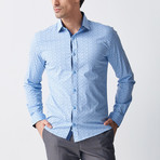 Micro-Pattern Button-Up Shirt // Blue (M)