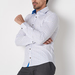 Micro-Pattern Button-Up Shirt // White (2XL)