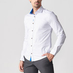 Micro-Pattern Button-Up Shirt // White (2XL)