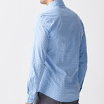 Micro-Pattern Button-Up Shirt // Blue (XL)