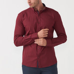 Faded Grid Button-Up Shirt // Claret Red (M)