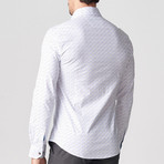 Micro-Pattern Button-Up Shirt // White (L)