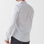 Grid Patch Button-Up Shirt // White + Blue (L)