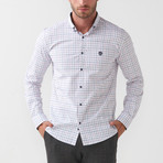 Grid Patch Button-Up Shirt // White + Faded Multi-Color (M)