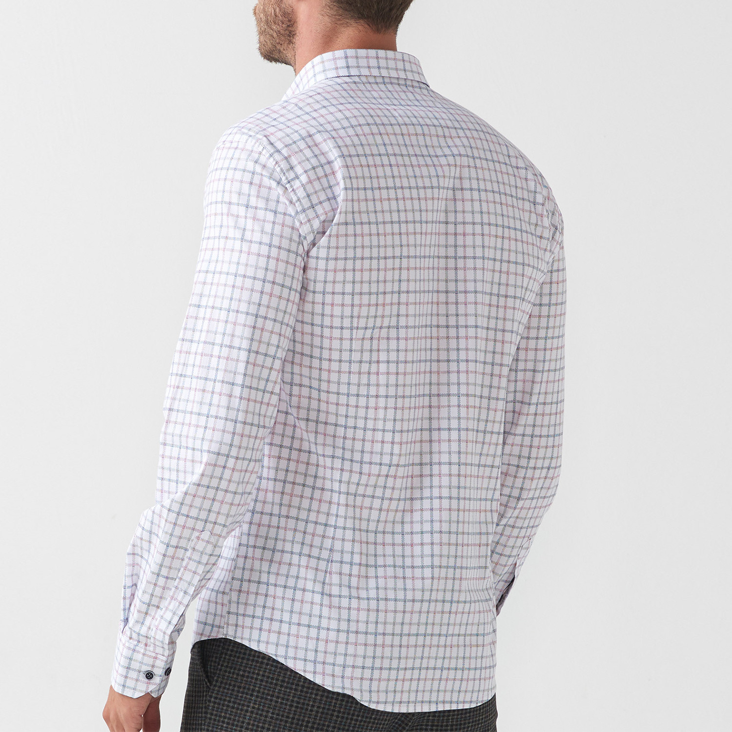 Grid Patch Button-Up Shirt // White + Faded Multi-Color (S) - MCR