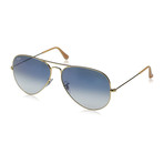 Unisex Large Aviator Sunglasses // Gold + Light Blue