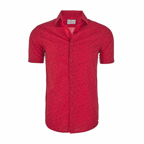 Andrew Short Sleeve Casual Button Down Shirt // Red (XS)