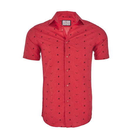 Christopher Short Sleeve Casual Button Down Shirt // Red (XS)