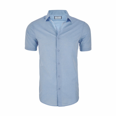 Aiden Short Sleeve Nautical Button Down Shirt // Blue (XS)
