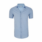 Aiden Short Sleeve Nautical Button Down Shirt // Blue (XL)
