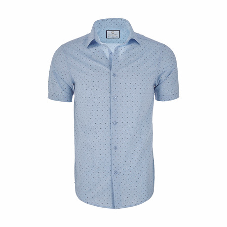 Michael Short Sleeve Nautical Button Down Shirt // Blue (XS)