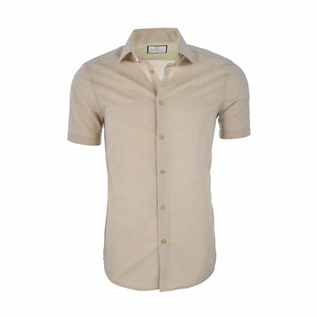 Liam Short Sleeve Nautical Button Down Shirt // Beige (XS)