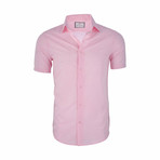 Damon Short Sleeve Nautical Button Down Shirt // Pink (XS)
