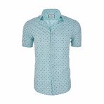 Conrad Short Sleeve Nautical Button Down Shirt // Turquoise (L)