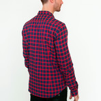 Underground Button Down Shirt // Red + Navy (S)