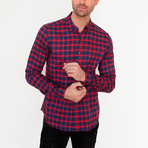 Underground Button Down Shirt // Red + Navy (S)