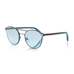 Zegna // Double Bridge Sunglasses // Silver + Blue Mirror