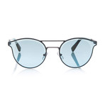 Zegna // Double Bridge Sunglasses // Silver + Blue Mirror