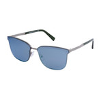Zegna // Men's Navigator Sunglasses // Silver + Blue Mirror