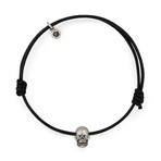 Skull Bracelet // Oxidized Silver + Diamond Eyes