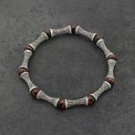 Red Tiger Eye + Oxidized Sterling Silver Beaded Bracelet (X-Small)