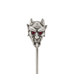 Devil Lapel Pin // Oxidized Silver + Ruby