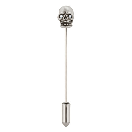 Skull Lapel Pin // Oxidized Silver + Diamond