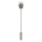 Skull Lapel Pin // Oxidized Silver + Diamond