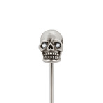 Skull Lapel Pin // Oxidized Silver + Diamond