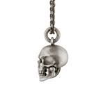 Skull Pendant + Hinged Jaw and Diamond Eyes // Sterling Silver